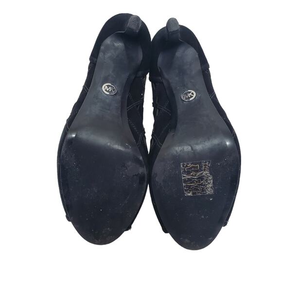 Michael Michael Kors | Ivy Laser Cut Peep Toe Stiletto Heel Suede Leather Bootie - Picture 9 of 15